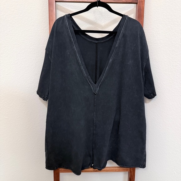 Free People Movement Hot Shot Tee Romper (Reversible) Washed Black Size Large - Picture 4 of 4